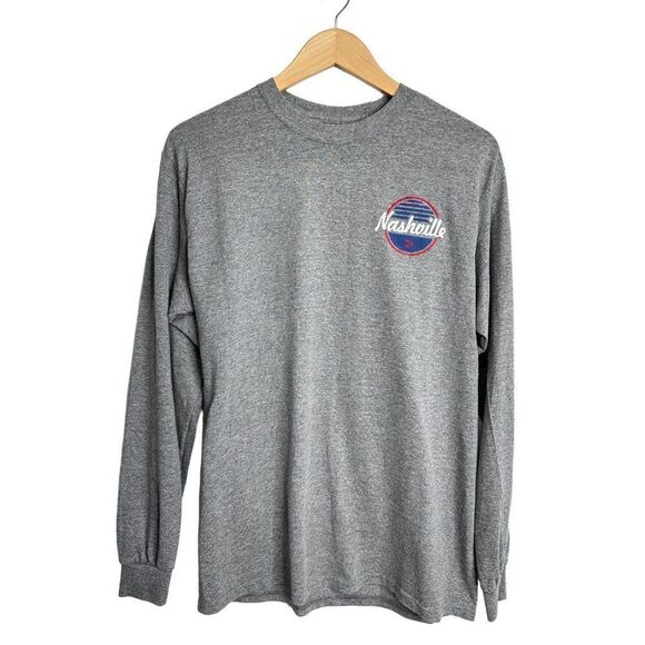 MV Sport Nashville Music City Shirt Mens Long Sleeve Gray‎ Size Medium - Picture 1 of 8
